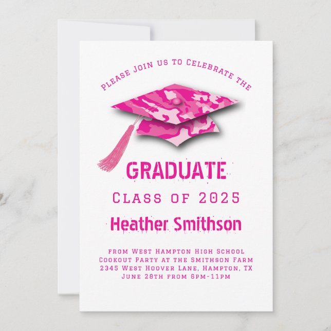 Invitación Partido de Graduación de Camo Rosa (Anverso)