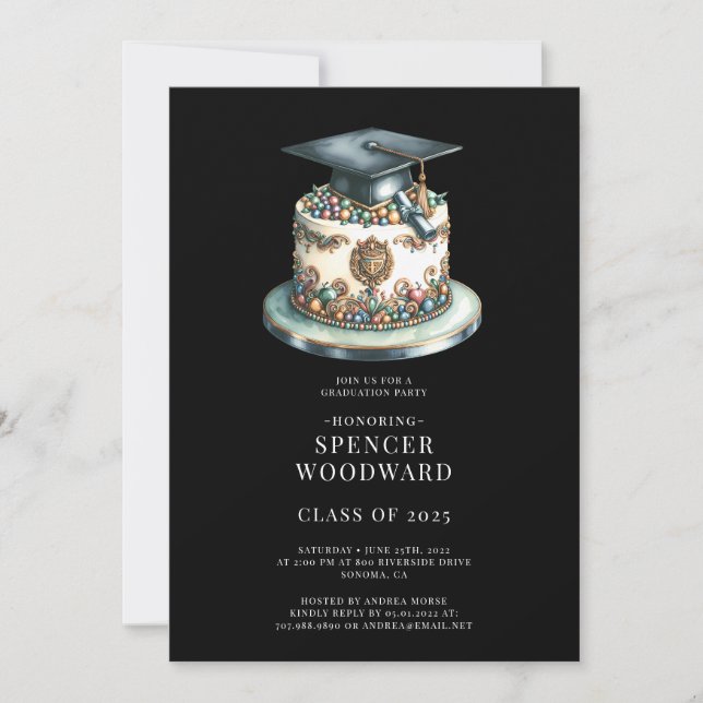 Invitación Partido de Graduación de Cápsula y Pastel de Agua (Anverso)