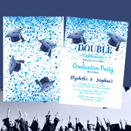 Invitación Partido de Graduación de Celebración Doble Blue El