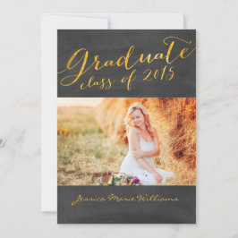 Invitación Partido de Graduación de Chalkboard | efecto metal