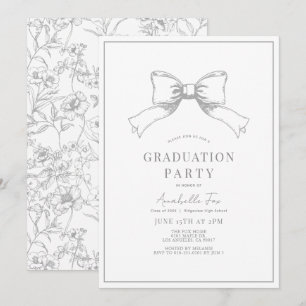 Invitación Partido de Graduación de Cinta de Oro Gris Coquett