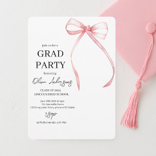 Invitación Partido de Graduación de Cinta Rosa minimalista