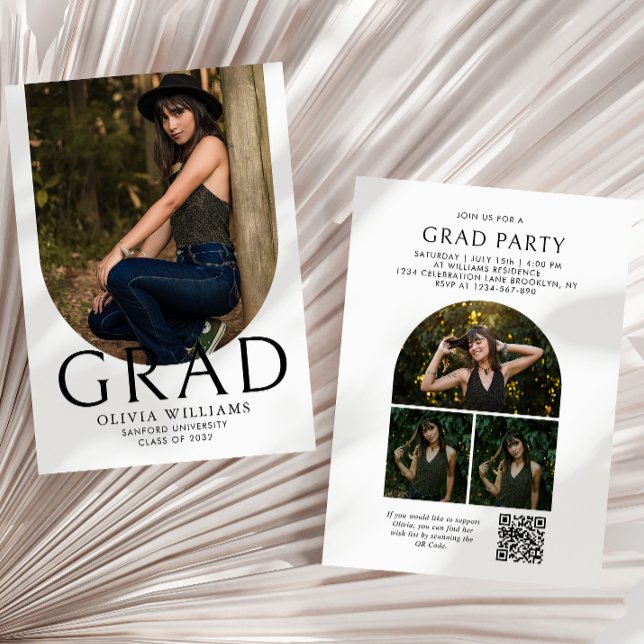 Invitación Partido de Graduación de Código QR de Collage de f (Subido por el creador)