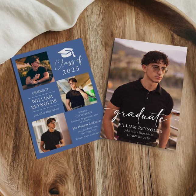 Invitación Partido de Graduación de Collage de fotos de Guión (Subido por el creador)
