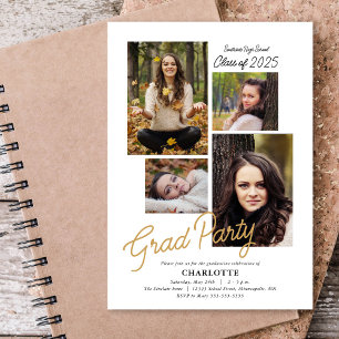 Invitación Partido de Graduación de Collage de fotos de Presu