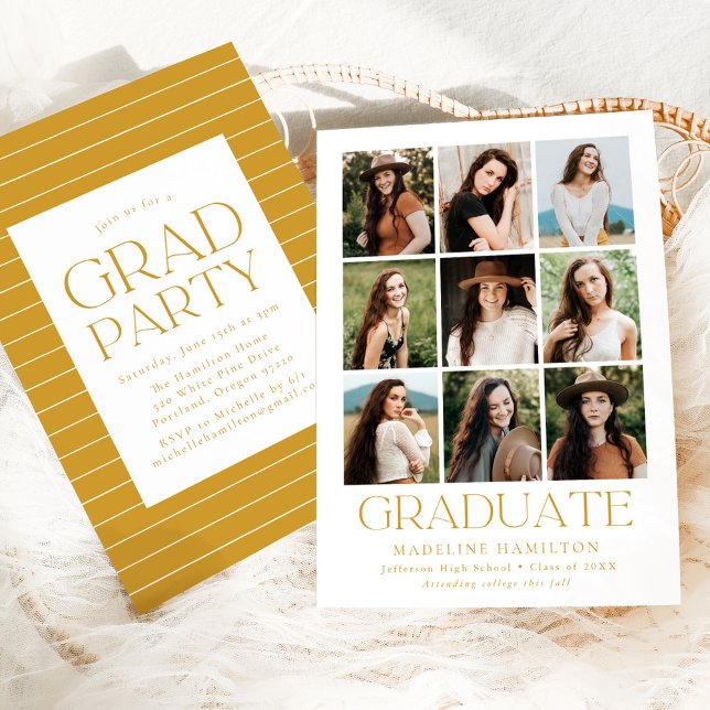 Invitación Partido de Graduación de Collage de fotos Grid Gol (Subido por el creador)