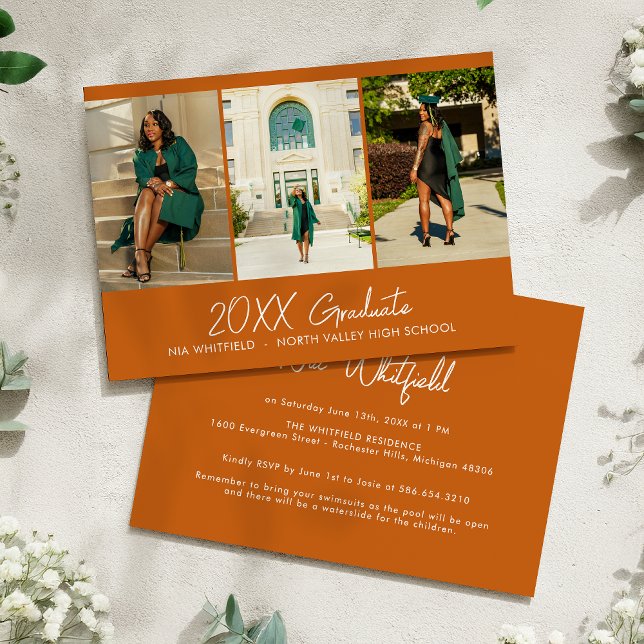 Invitación Partido de Graduación de Collage de fotos Minimali (Subido por el creador)