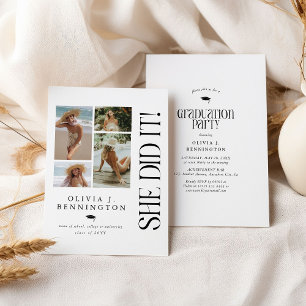 Invitación Partido de Graduación de Collage de fotos Mínimo