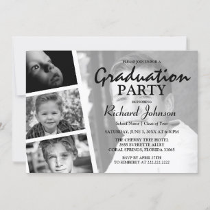 Invitación Partido de graduación de Collage de fotos moderno