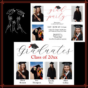 Invitación Partido de Graduación de collage de fotos para 4 G