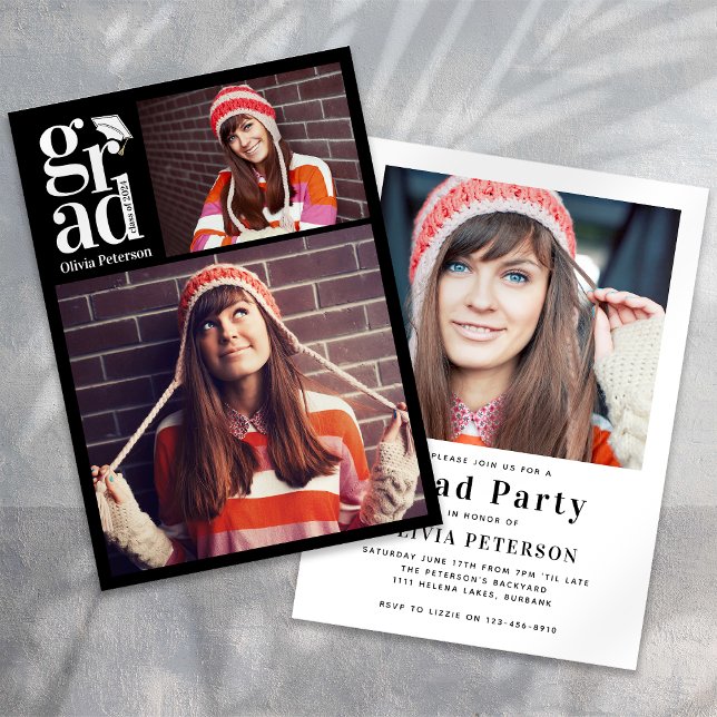 Invitación Partido de Graduación de Collages de fotos Múltipl (Subido por el creador)