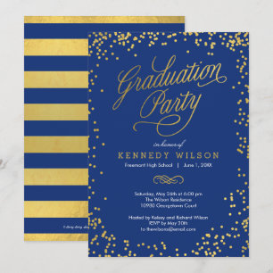 Invitación Partido de Graduación de Color EDITABLE Confetti b