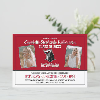 Invitación Partido de Graduación de Colores Rojos y Blancos