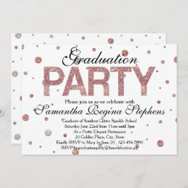 Invitación Partido de Graduación de Confetti con Espuma de Or