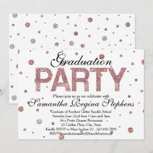 Invitación Partido de Graduación de Confetti con Espuma de Or