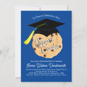 Invitación Partido de graduación de cookie inteligente azul