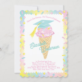 Invitación Partido de Graduación de Crema de Hielo Cute