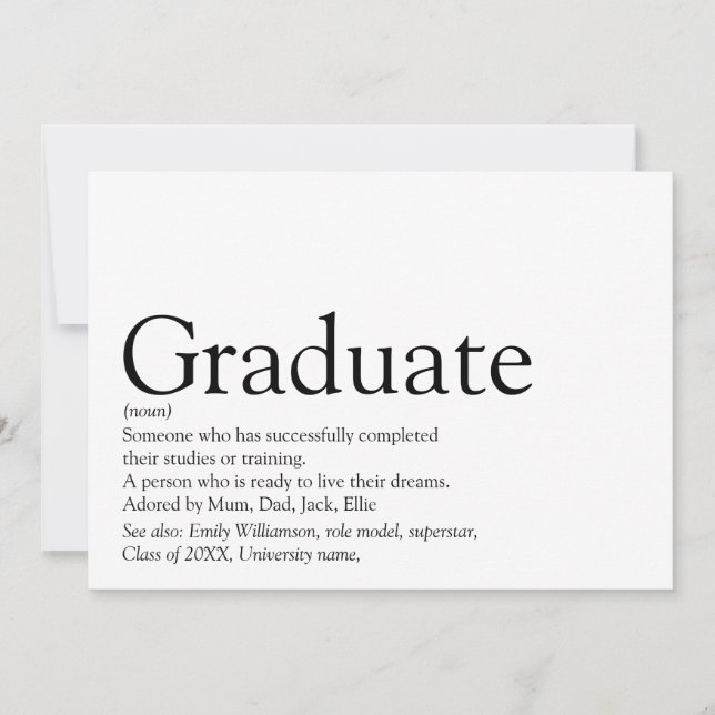 Invitación Partido de Graduación de Definición de Graduado Mo (Anverso)