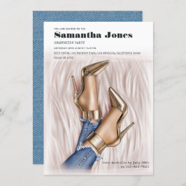 Invitación Partido de Graduación de Denim de Moda de Moda Gla