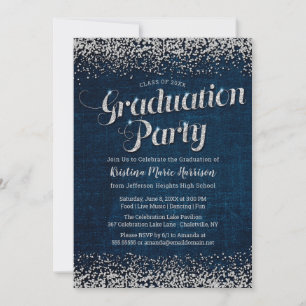 Invitación Partido de Graduación de Denim de moda y Diamantes