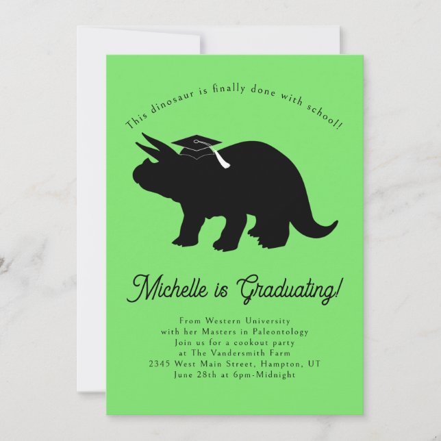 Invitación Partido de Graduación de Dinosaurios de Triceratop (Anverso)