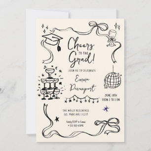 Invitación Partido de Graduación de Doodle Whimsical