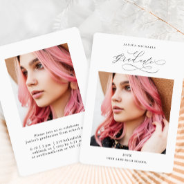 Invitación Partido de Graduación de Dos Fotografías en Blanco