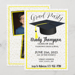 Invitación Partido de Graduación de Dos Fotografías Simple Am