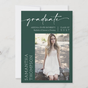 Invitación Partido de Graduación de Dos Fotos Mínimo Verde Es