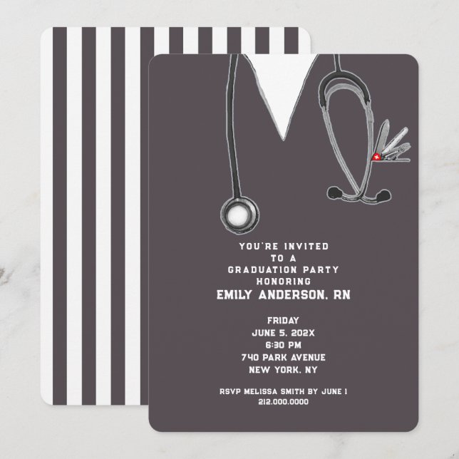 Invitación Partido de Graduación de Enfermeras (Anverso / Reverso)