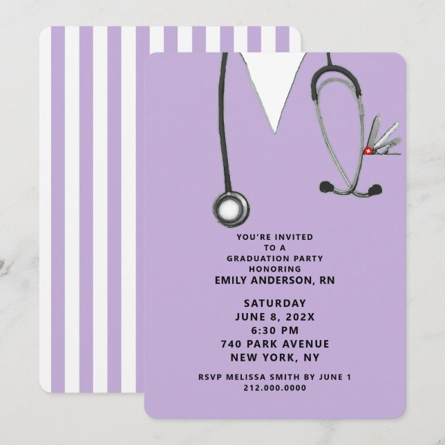 Invitación Partido de Graduación de Enfermeras Creativas (Anverso / Reverso)