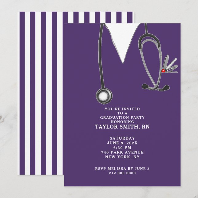Invitación Partido de Graduación de Enfermeras Modernas (Anverso / Reverso)
