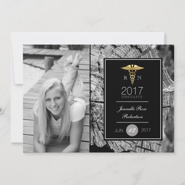 Invitación Partido de Graduación de Enfermería de Oro de moda (Anverso)