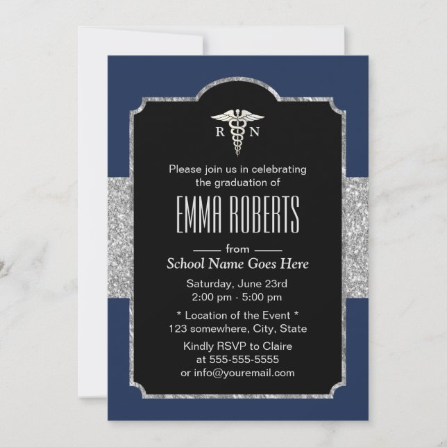 Invitación Partido de Graduación de Enfermería Elegante Marin (Anverso)