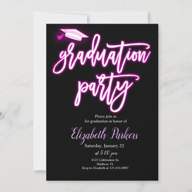 Invitación Partido de Graduación de Enfermería Neon (Anverso)