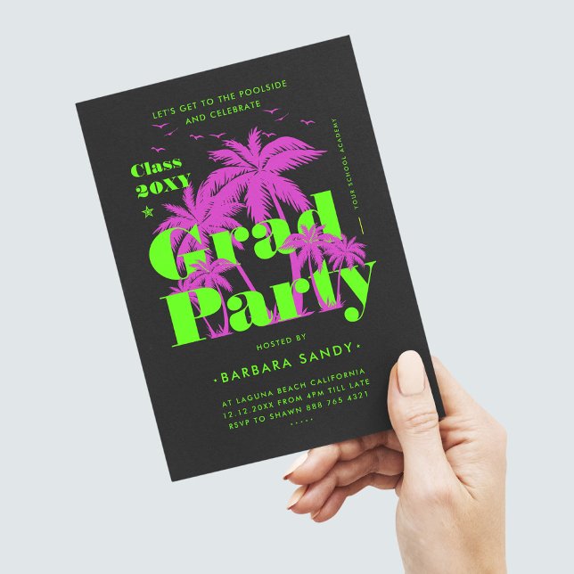 Invitación Partido de Graduación de Fiestas Neon Green (Subido por el creador)
