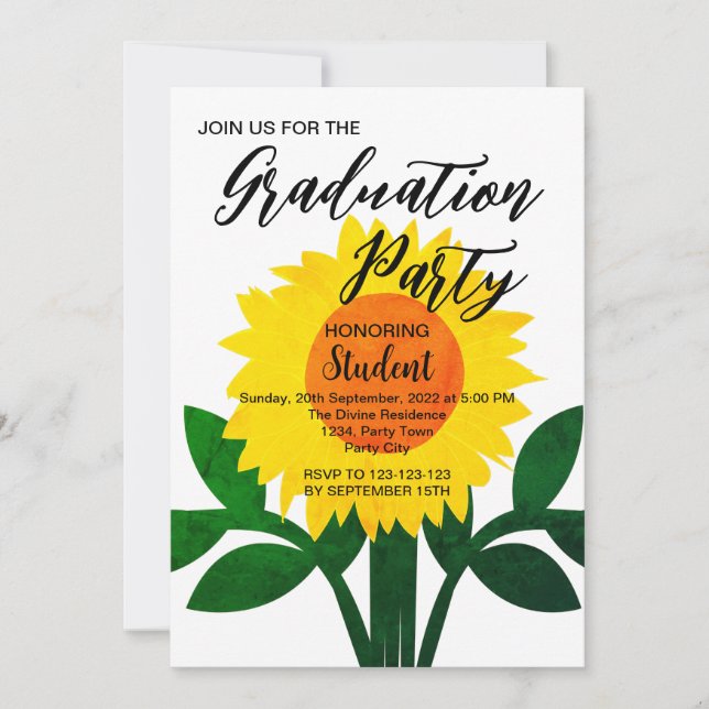 Invitación Partido de Graduación de Flor Amarilla (Anverso)