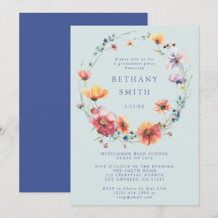Invitación Partido de Graduación de Flor Silvestre Azul