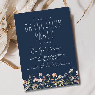 Invitación Partido de Graduación de Flor Silvestre Azul de la