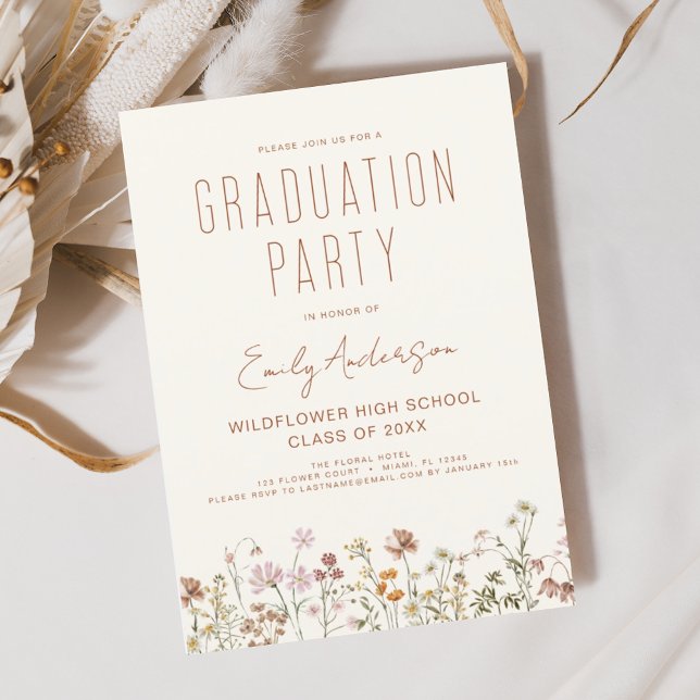 Invitación Partido de Graduación de Flor Silvestre Boho (Subido por el creador)