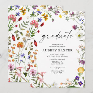 Invitación Partido de Graduación de Flor Silvestre de Acuarel