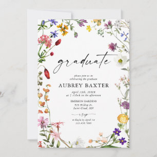 Invitación Partido de Graduación de Flor Silvestre de Acuarel