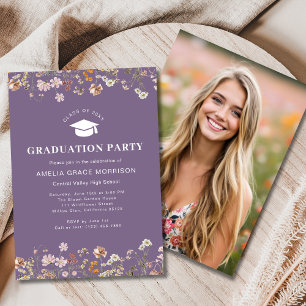 Invitación Partido de Graduación de Flor Silvestre Morado Boh