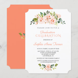 Invitación Partido de Graduación de Flores de Coral Vivo