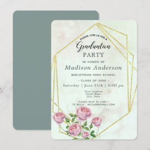 Invitación Partido de Graduación de Flores de Rosa Blanda