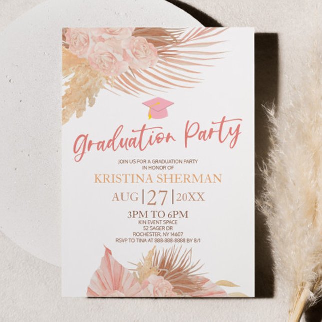 Invitación Partido de Graduación de Flores Florales Blancas R (Subido por el creador)