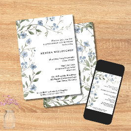Invitación Partido de Graduación de Flores Silvestres Azules