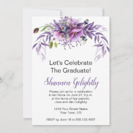 Invitación Partido de Graduación de Flores Silvestres Púrpura