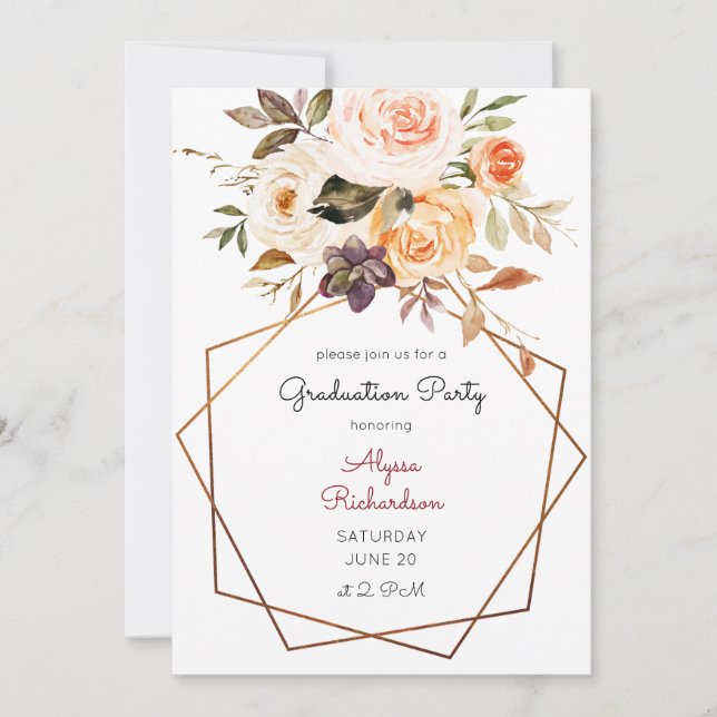 Invitación Partido de Graduación de Flores y Fotografías de C (Anverso)