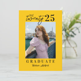 Invitación Partido de Graduación de Foto Amarilla con Guión M